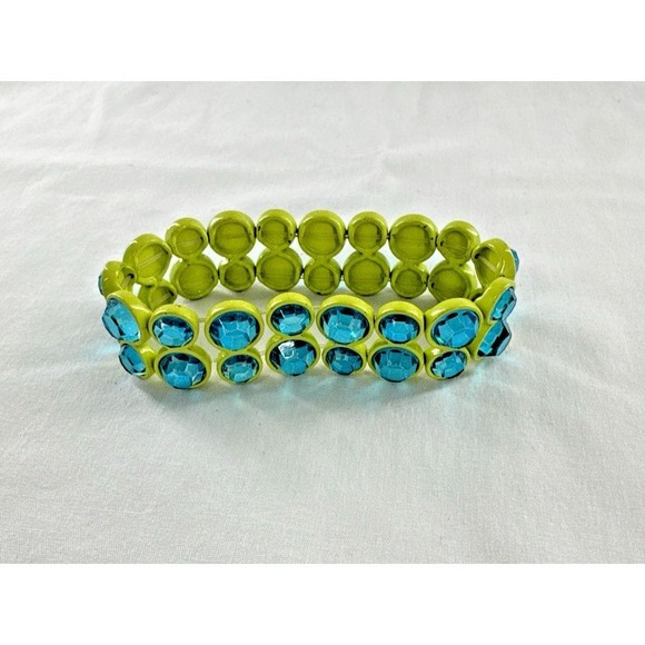 Unbranded Stretch Bracelet Womens OS Lime Green Blue Rhinestone Good Y2K Neon - Picture 5 of 11